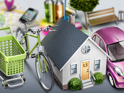 Urban Stories - 10 free icons bicycle car cart city free heaphones home house icons map shopping urban