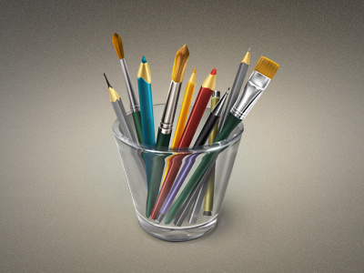 Designer's tools icon artist designer glass icon pencil tools