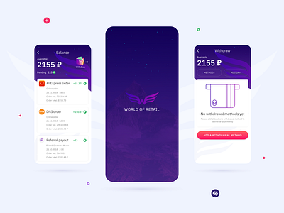 World of Retail Cashback Mobile App & Browser Extension Design cashback ui ux