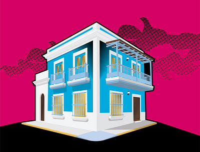 House, Viejo San Juan, Puerto Rico architecture design history illustration puerto rico vector