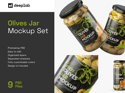 Free Download Olives Jar Mockup Set 3d animation branding graphic design logo mockup motion graphics ui