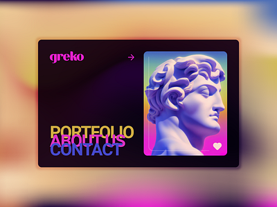Portfolio design for an greko 3d figma hero illustration landing page portfolio ui web design website