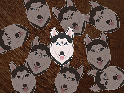 Husky Pride denver dog flat design husky puppy sticker design