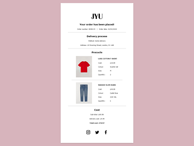017 - Email Receipt clothing dailyui ecommerce email email design email receipt fashion receipt ui ux