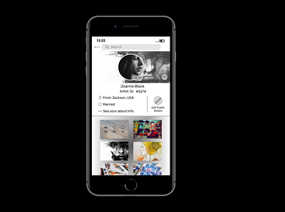User Profile for artist app app dailyui design ui ux