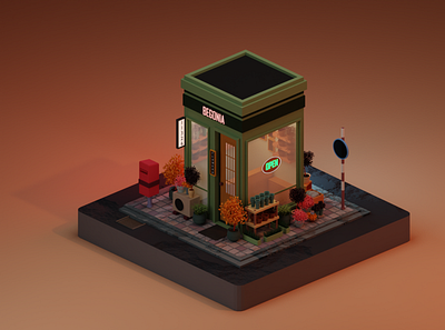 Flower Shop 3dartwork blender blender3d blender3dart blenderartist blendercommunity cgart cgartist cycles design gameaaset gamedesign gamedev illustration lowpoly lowpolyart plants