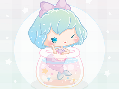 Kawaii Mermaid in a Bottle