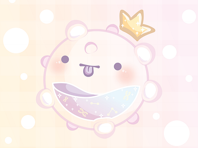 Cute but mean crown cute illustration kawaii microorganism virus