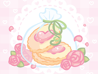 Valentine Sugar Cookies cookies cute art food ipad pastel pink roses sugar sweets vector