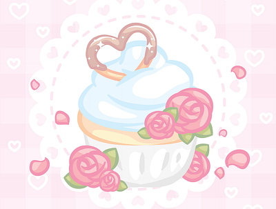 Heart Cupcake cupcake cute floral pastel pink roses vector