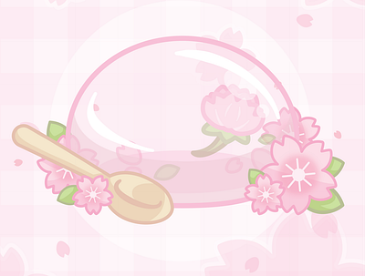 🌸 Cherry blossom Raindrop cake 🌸 cherryblossom cute desserts floral food jelly pastel pink sakura snacks vector