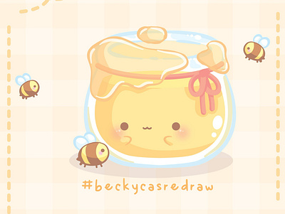 Honey Jar and Bees cute dtiys food graphic design illustration pastel vector