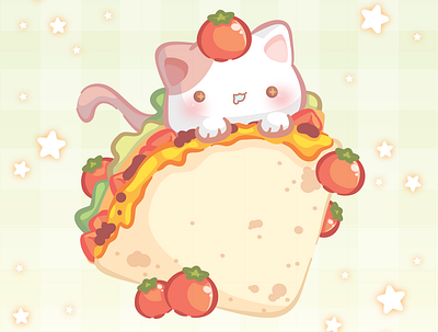 Cat in tortilla wrap blanket animals cat cute food kawaii pastel tortilla trends vector vectorart