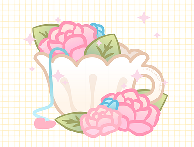 Floral vintage teacup coffee cup illustrator tea teacup