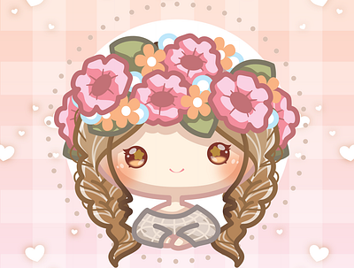 Cute Autumn Flower Girl adobe autumn braids brown character art cute floral flowers girl illustrator kawaii sweater vector wreath