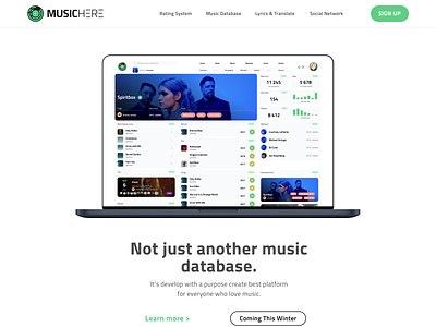 Musichere - Daily UI Challenge #003 - Landing Page dailychallenge dailychallenge003 dailyui landing landing page lyrics music music app music database music website rating system social network ui ux