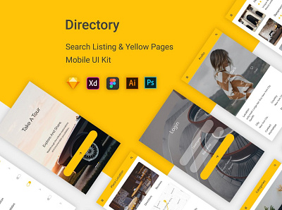 Directory - Search Listing & Yellow app branding design illustration typography ui vector web website website concept