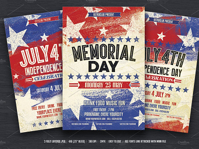July 4th & Memorial Day Flyers app design design app illustration web website website concept