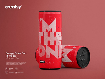 Energy Drink Can Mockup Set