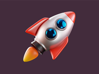 3D Rocket Launch Illustration