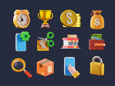 3D Rendering of Various Object 3d 3d illustration blender icon illustration online shop uiux