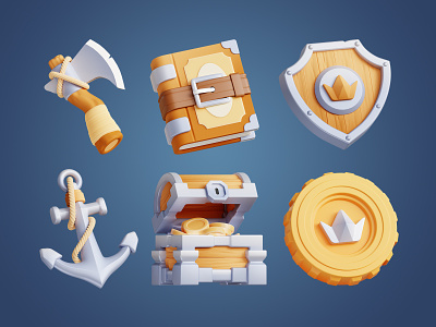 3D Adventure icon pack 3d 3d icon 3d illustration adventure anchor axe spellbook ui