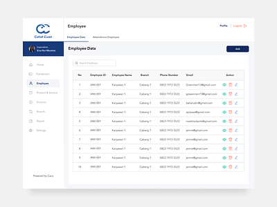 Catat Cuan - Employee Data app dashboard data design employee employee data landing page ui ux web web design