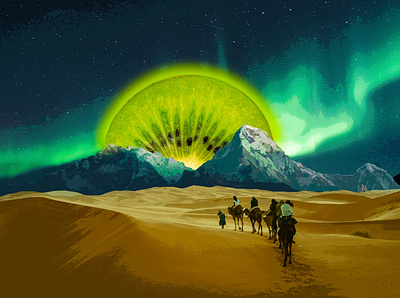 Kiwi Planet digitaldrawing drawing illustration kiwi manipulation mountain photoshop planet