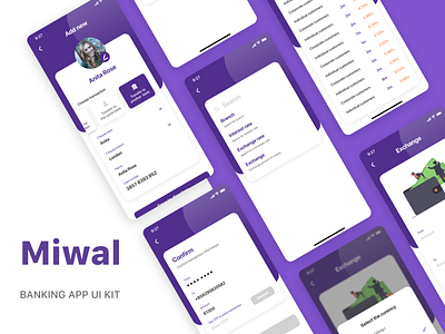Miwal - Banking App UI Kit (Part 1) app bank bank app bank ui crpto finance kit ui uiux ux