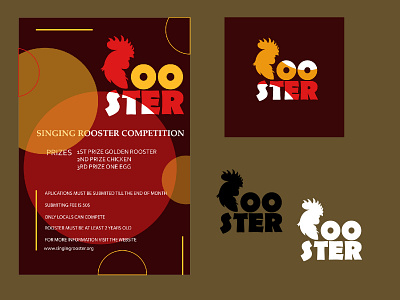 Rooster competition poster art branding competition design first design firstposter flat illustration illustrator logo logo design minimal poster red redesign retro rooster rooster logo typography vector