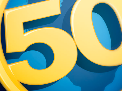 50th Anniversary gold illustration logo