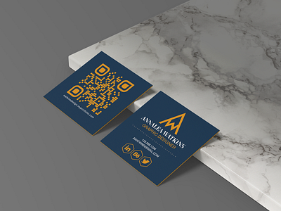 Square Business Card adobe branding business card design logo mockup monogram portfolio qrcode social media stationery typography vector