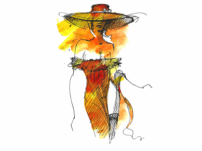 woman in hat design illustration