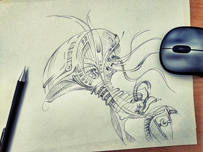 Robot art design fantasy graphic illustration sketch