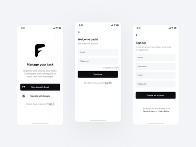 Facite: Project Management App app design figma mobile mobile design mobile ui task management task manager ui