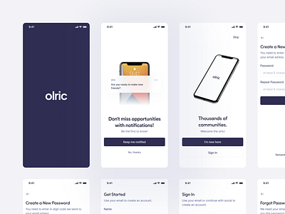 Olric Mobile App: Onboarding, Get Started app design branding clean design figma mobile mobile design ui