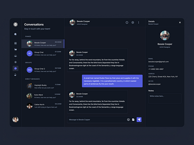 Scrolt: Dashboard Conversations Page (Dark Version) black dashboard chat dark dark theme dashboard ecommerce figma ui