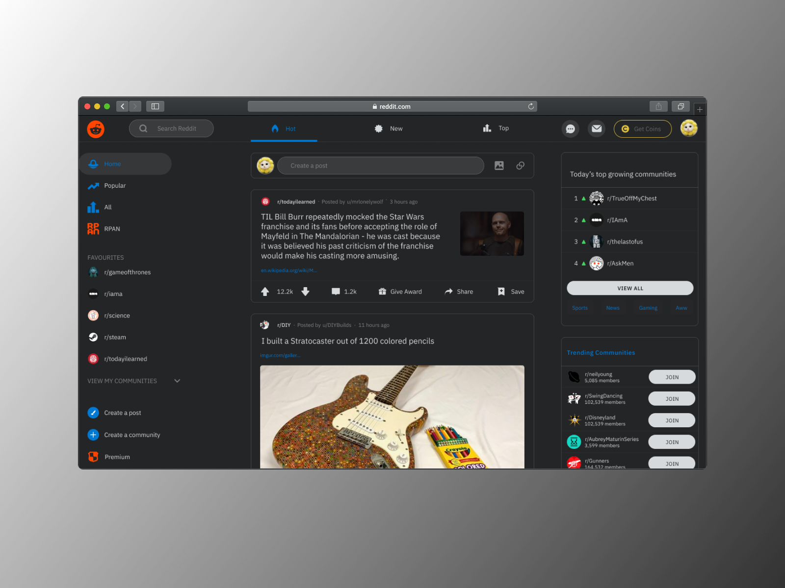 Reddit web dark by Lenny Johnson on Dribbble
