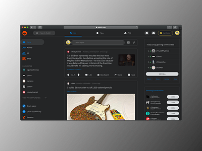 Reddit web dark dark mode design reddit ui ux web