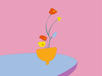 FLOWERS adobe illustrator bright cute design digitalart flower flowers illustration minimalism palecolor pink plants still still life vase vector