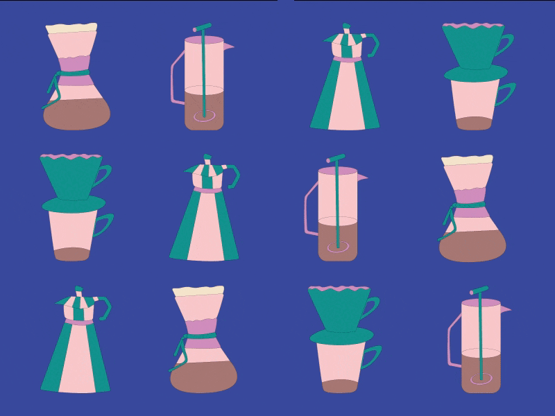 COFFEE COFEE COFFEE! animation blue bright chemex coffee coffee maker design digitalart gif illustration loop minimalism mokka tea