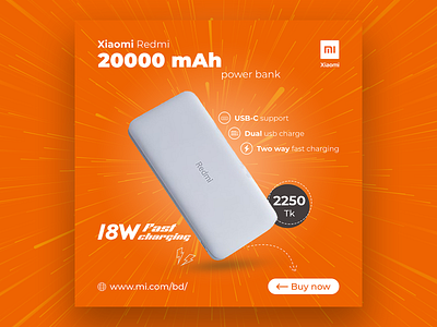 Social media post design - Xiaomi Redmi 20,000mah power bank