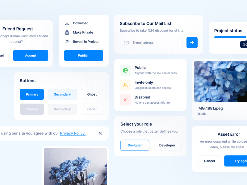 UI Components 01 clean component components dashboard design system elements figma flat modern pixel perfect ui ux