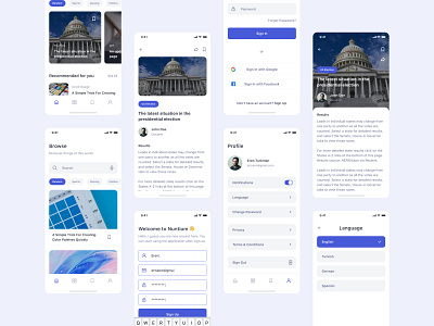 Nuntium: News App (Freebie) article app clean figma free freebie mobile mobile app modern news app pixel perfect ui ui8 ux