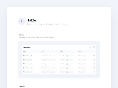 Stellar Design System: Table