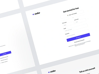 Stellar: Onboarding | Login & Signup clean ui create account dashboard design system desktop figma login minimal onboarding onboarding flow pixel perfect product register saas signup stellar ui ux walkthrough web design