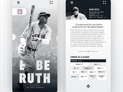 Babe Ruth Player Profile - UI app design baseball design flat graphic design illustration mobile practice simple colors ui ui design user experience user interface ux ux design