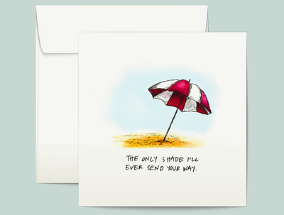 Shady Beach beach design friendship greeting card greetingcard illustration shady umbrella watercolor watercolor illustration