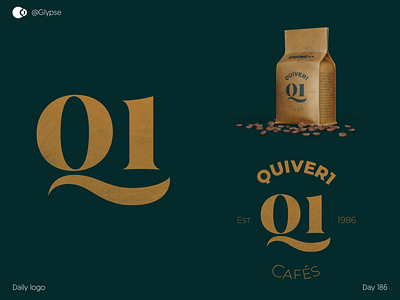 QUIVER1 1980s artisanal cafe cafe logo café coffee coffee package craftwork french gold golden logotype monogram package package design package mockup packaging type typeface typogaphy