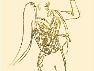 vintage corset line art